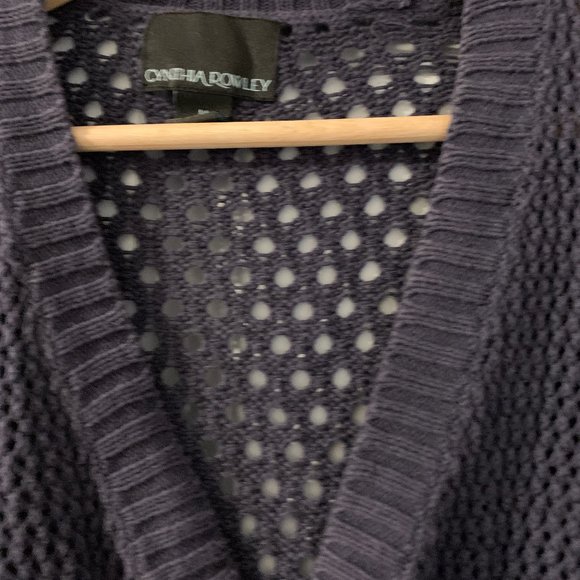 Cynthia Rowley Dark Blue Knit Cardigan, Size M - Picture 3 of 7